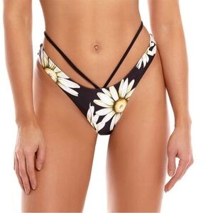 Agua Bendita Egle Moss Black Floral Reversible Swim Bikini Bottom